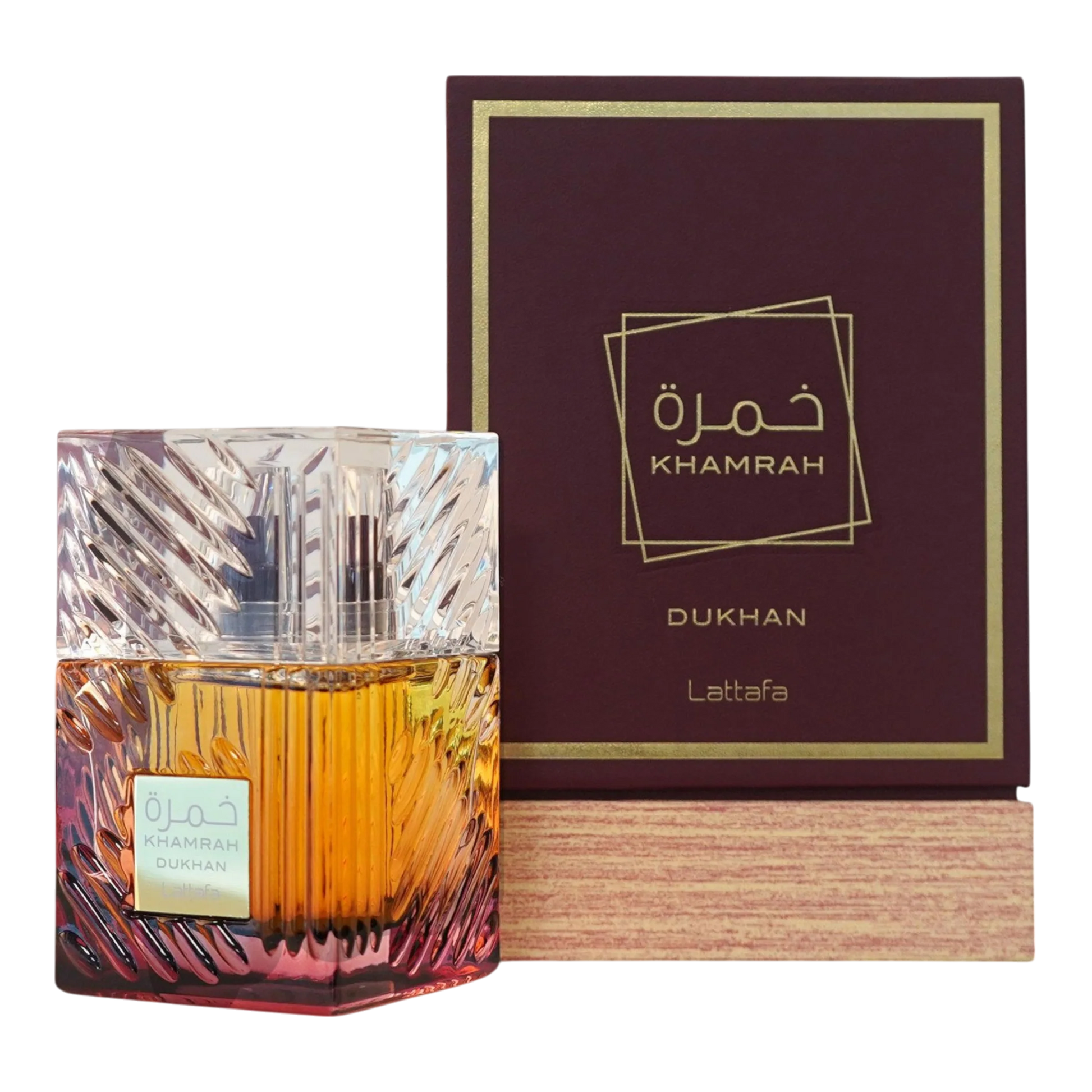 Khamrah Dukhan Lattafa Parfum in verpakking